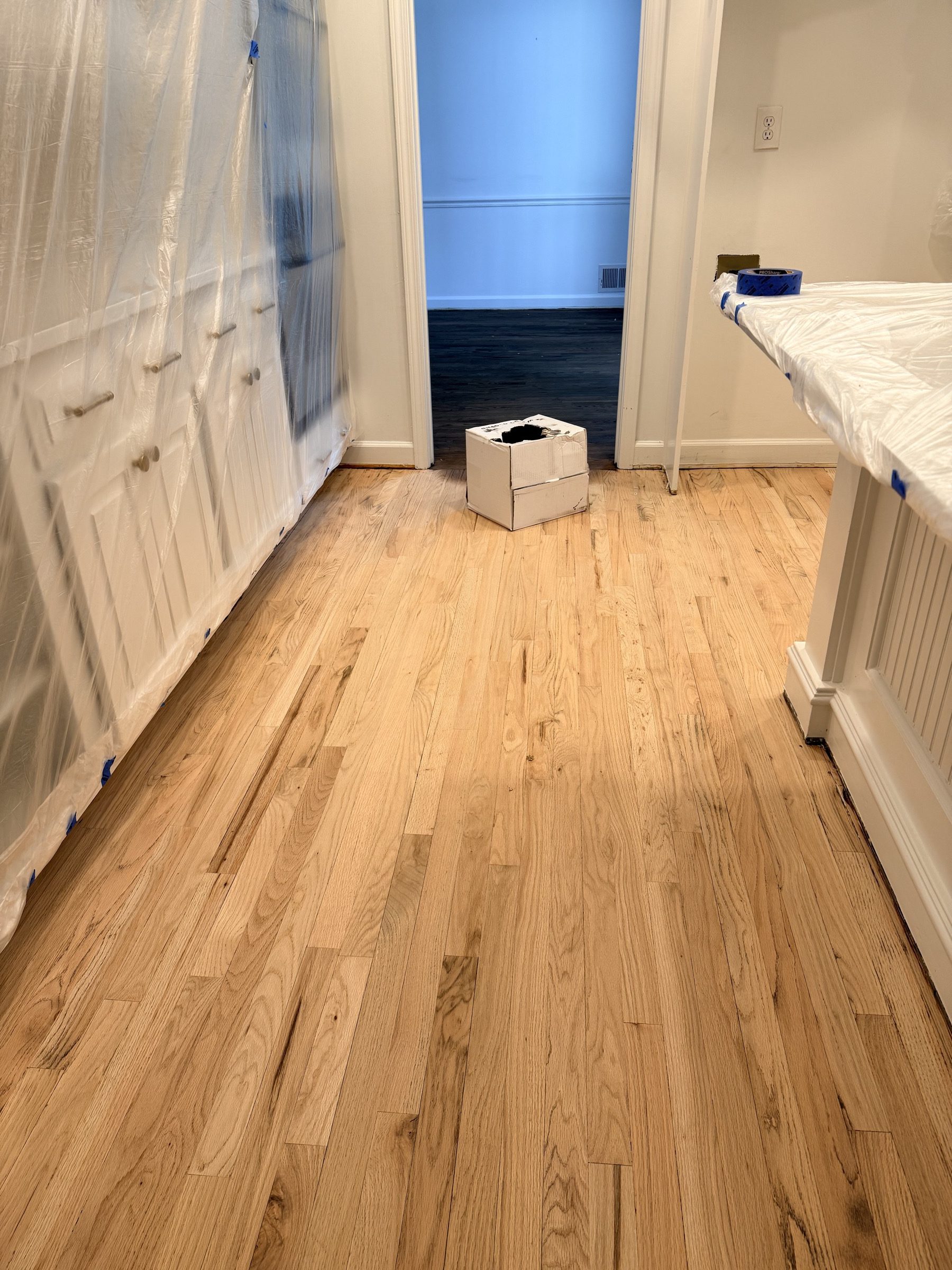 Freshly sanded red oak hardwood floor in a Roswell, GA home by Atlanta Floor One
