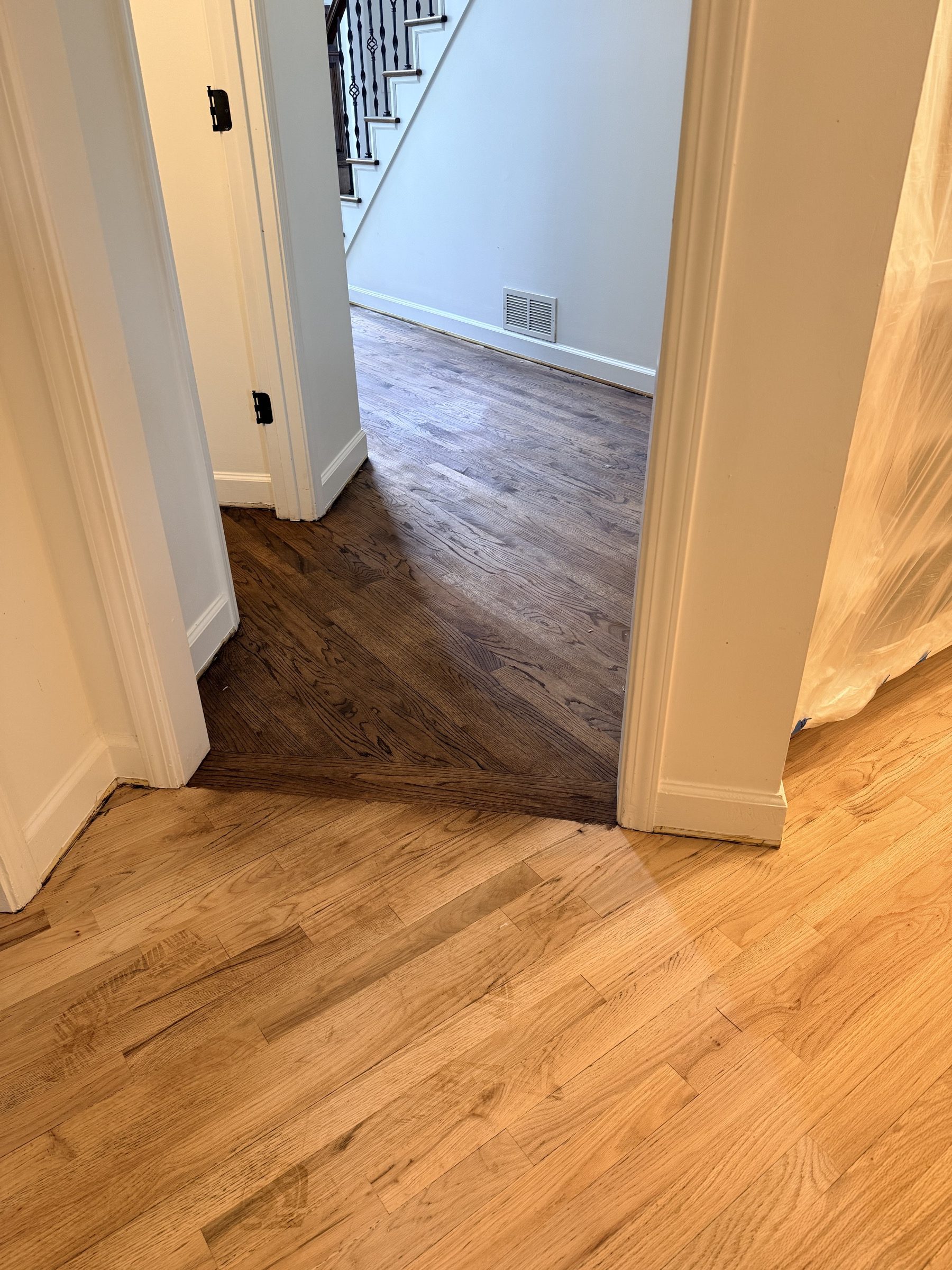 Freshly sanded red oak hardwood floor in a Roswell, GA home by Atlanta Floor One