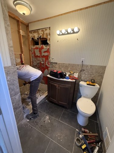 Sandy Springs GA bathroom remodel demo photo by Atlanta Floor One